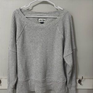 American Eagle Outfitters Light Gray Waffle Knit Sweater